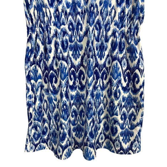 Coolibar Blue Geometric Print Jersey Dress Medium Long Sleeve UPF 50+ Beach Pool - Picture 4 of 9
